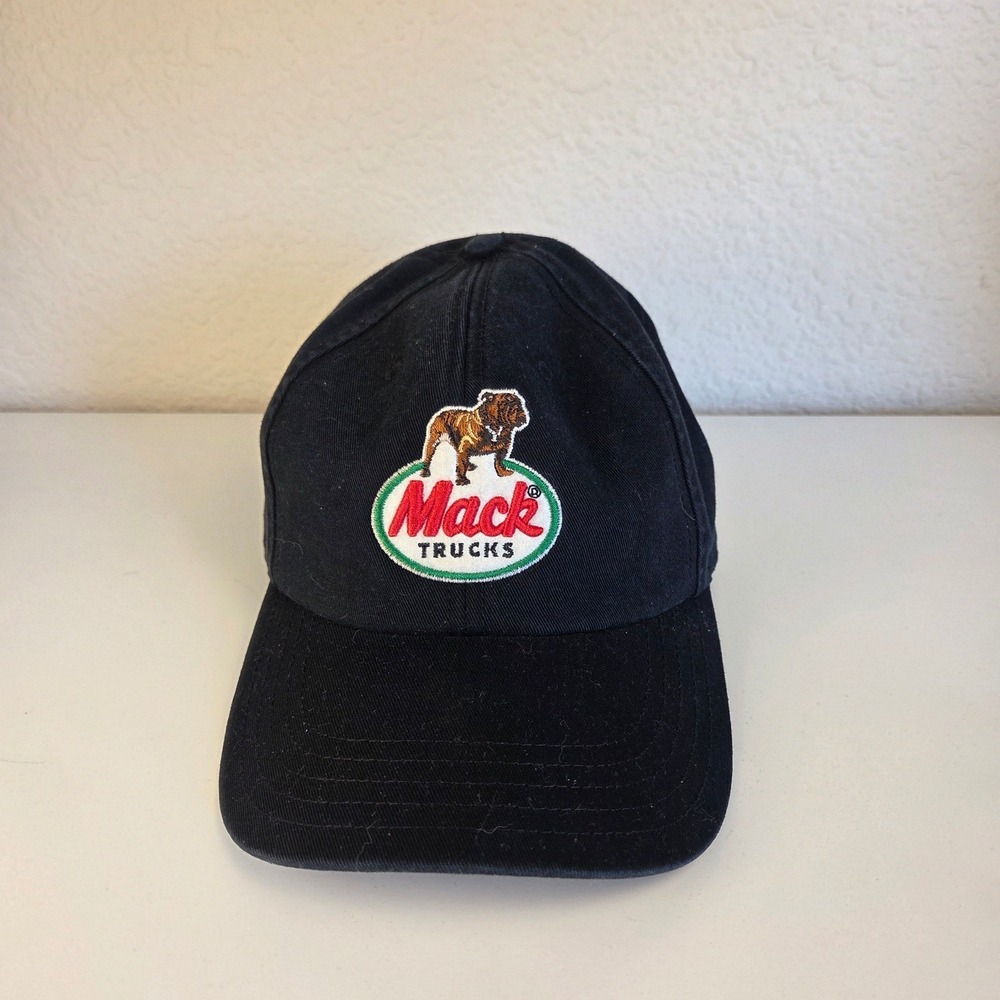 Mack Trucks Bulldog Logo Baseball Cap Hat Black Cotton Adjustable Strapback